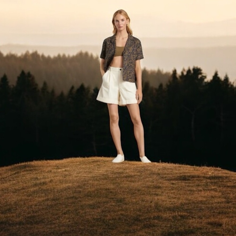 Everlane The Tourist Short, High Waist, Pleated, Rolled Cuffs~Canvas ~Size 6 - Picture 11 of 12